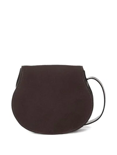 Chloé Small Marcie Saddle Bag In Suede Leather In Burgundy