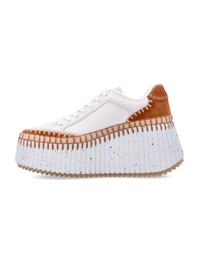 Chloé Chloe Nama Panelled Leather Flatform Sneakers In Multi