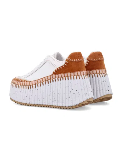 Chloé Chloe Nama Panelled Leather Flatform Sneakers In Multi