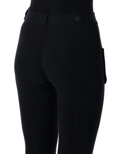 Courrèges Ribbed Knit Trousers Pockets In Black