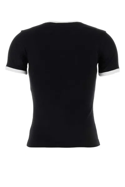 Courrèges Signature Contrast Cotton T-shirt In Black