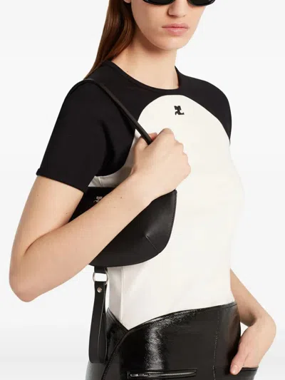 Courrèges Circle Contras T-shirt Woman Black And White In White