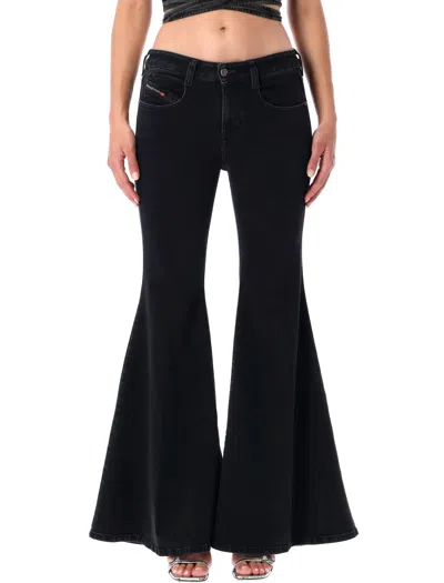 Diesel Black Low-rise Flared Jeans  1970 D-bleess In Black