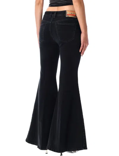 Diesel Black Low-rise Flared Jeans  1970 D-bleess In Black