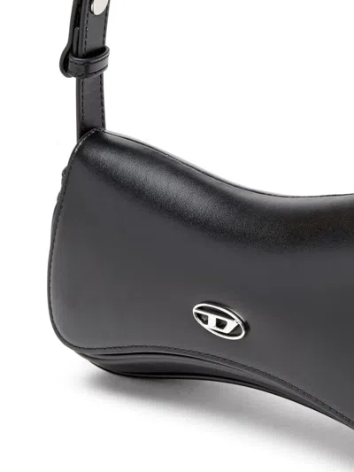 Diesel Curved Silhouette Clutch With Adjustable Strap In Black