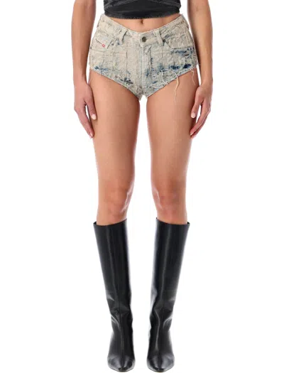 Diesel Light Blue Distressed Denim Shorts In Blue