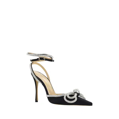 Mach&mach Mach & Mach Black Silk Stiletto Heel Women's Sandals In Black