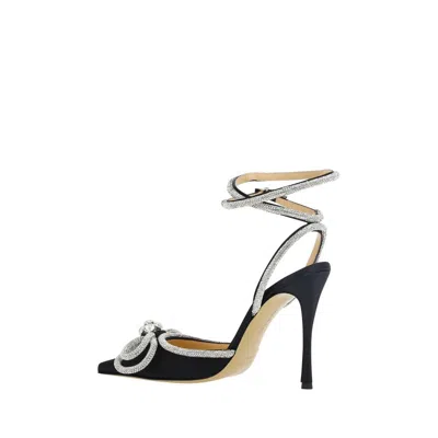 Mach&mach Mach & Mach Black Silk Stiletto Heel Women's Sandals In Black