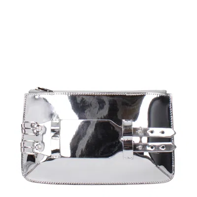 Maison Margiela Gray Leather Clutch Women's Bag In Gray