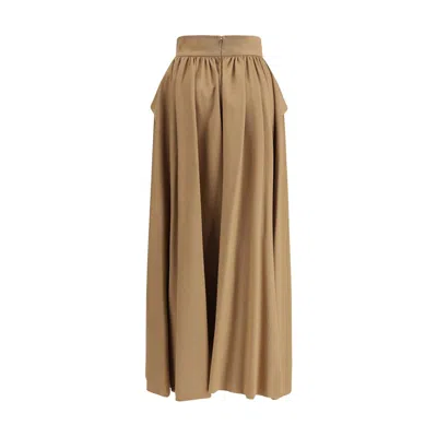 Max Mara Beige Camel Hair  Midi Women's Skirt In Brown