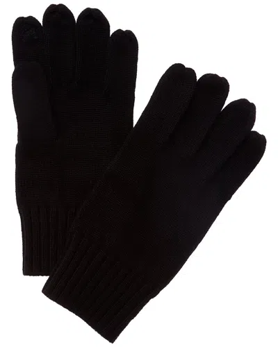 Portolano Ribbed Cuff Wool Gloves In Black