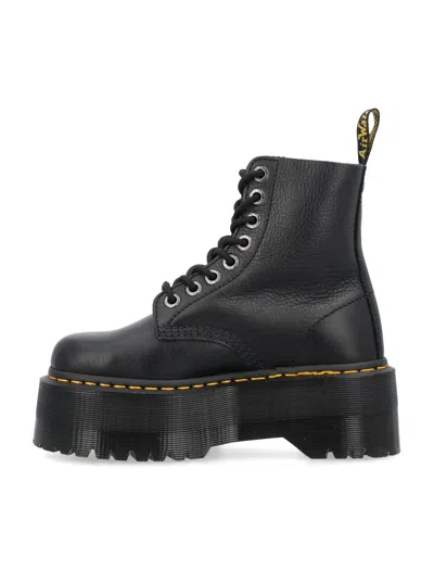 Dr. Martens Smooth Leather Platform Boots With Side Zip Closure In Black