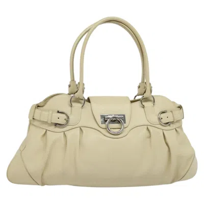 Pre-owned Ferragamo Marisa Satchel Leather Leather Tote Bag Bag () In Sand