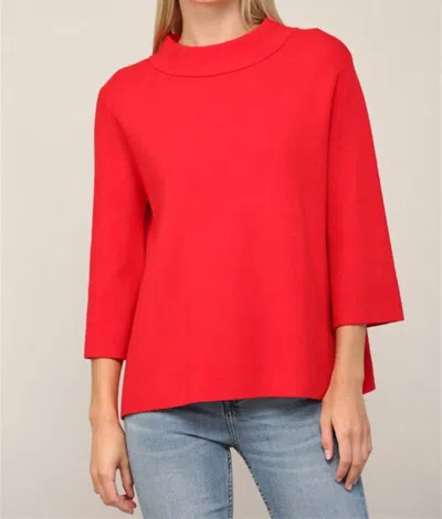 Fate Pepper Mock Neck Sweater In True Red In Animal Print