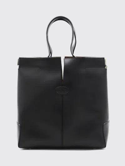 Tod's Di Bag Folio Small Embossed Leather Tote In Black