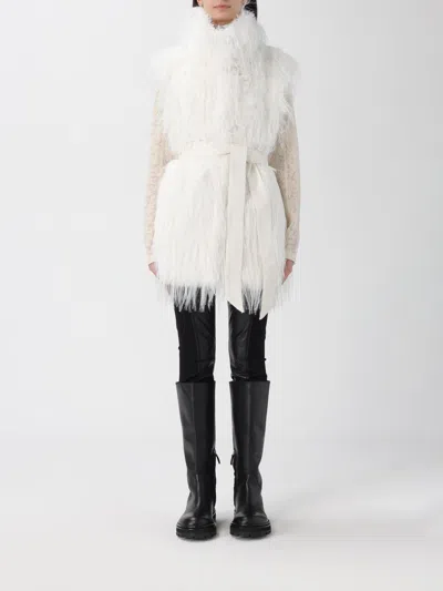 Pinko Fur Coat  Woman Color White In Neutral