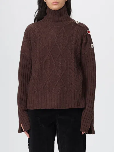 Liu •jo Crystal-application Sweater In Brown