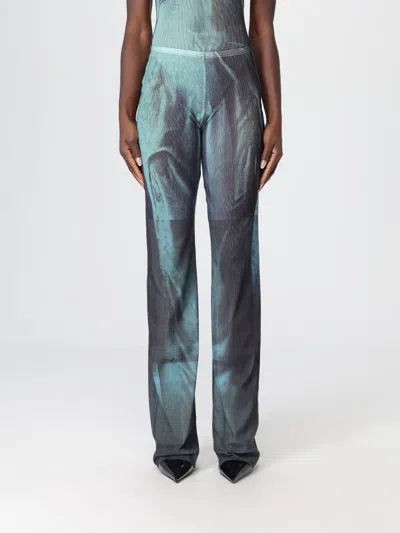 Jean Paul Gaultier Printed Flared-leg Mesh Trousers In Blue