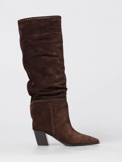 Jimmy Choo Hart Stitch 60 Suede Knee-high Boots In Brown