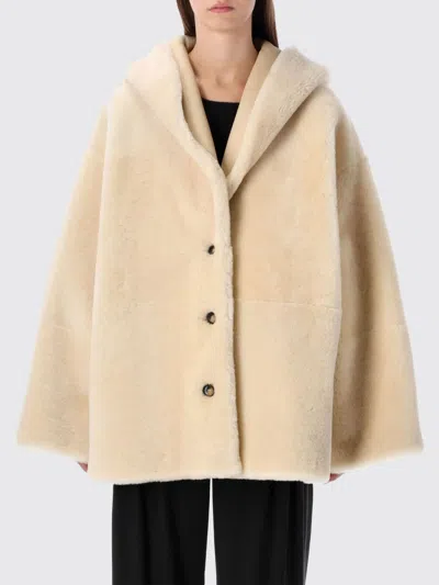 Alberta Ferretti Reversible Hooded Shearling Jacket In Brown