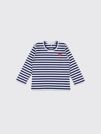 Comme Des Garçons Play Kid - Striped Long Sleeve T-shirt In Blue