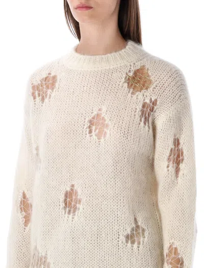 Fabiana Filippi Mohair Sweater Featuring Gold Accents In Neutral
