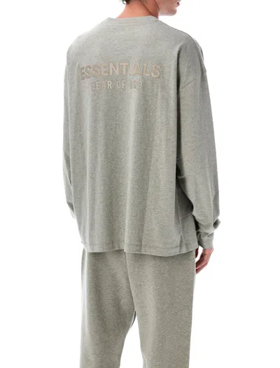 Essentials Fear Of God   Fear Of God Classic Long Sleeve Tee Concrete Heater In Gray