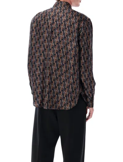 Fendi Nity Print Silk Long-sleeved Shirt In Multi