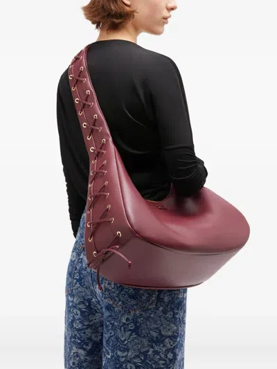 Ganni Medium Hobo Shoulder Bag In Burgundy