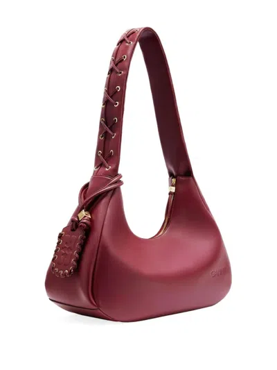 Ganni Medium Hobo Shoulder Bag In Burgundy