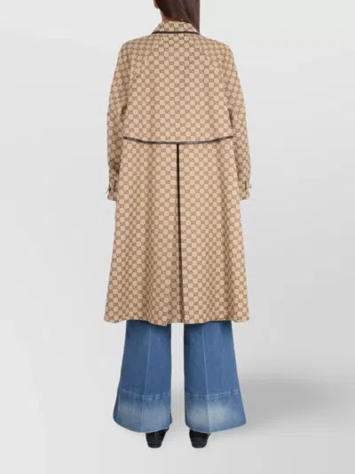 Gucci Reversible Plaid Coat Side Pockets In Brown