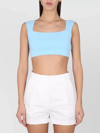 Max Mara Square Neck Sleeveless Cropped Top In Blue