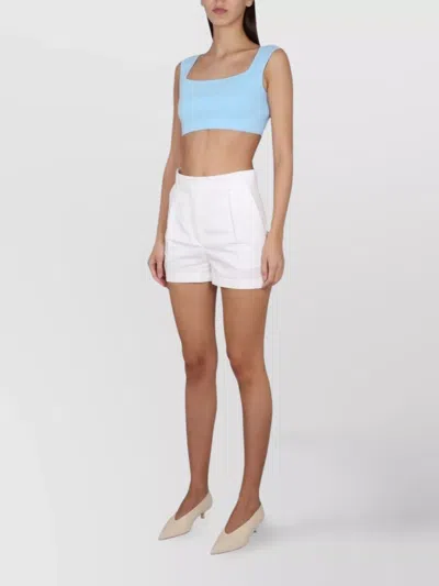 Max Mara Square Neck Sleeveless Cropped Top In Blue