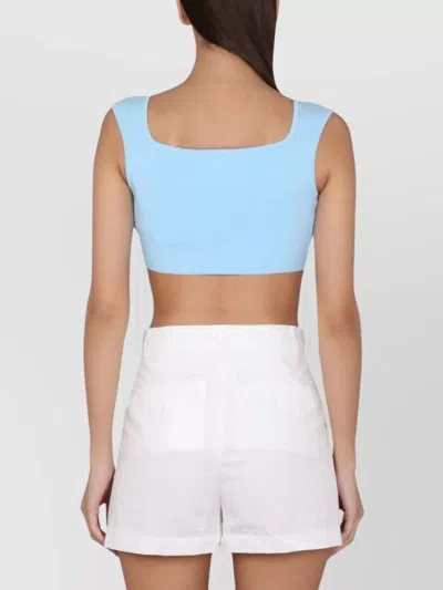 Max Mara Square Neck Sleeveless Cropped Top In Blue