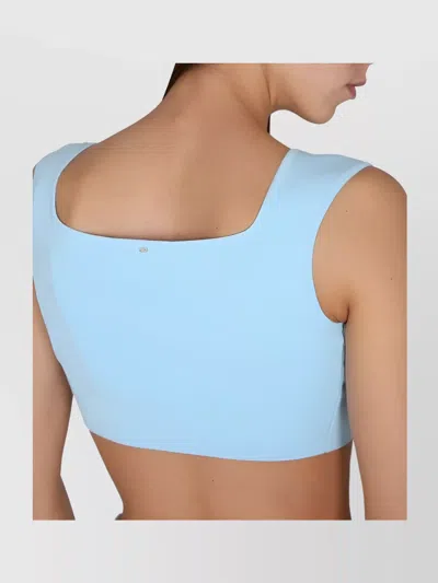 Max Mara Square Neck Sleeveless Cropped Top In Blue