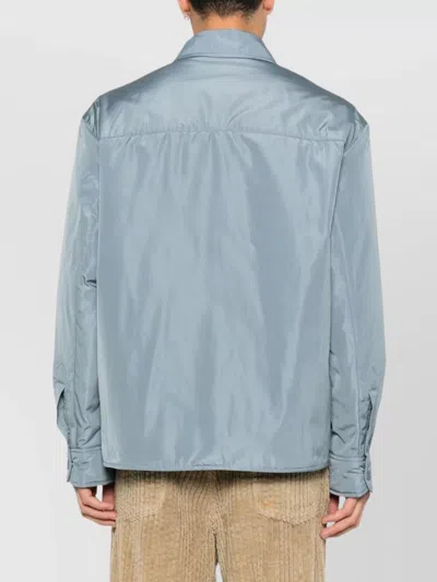 Ami Alexandre Mattiussi Lightweight Nylon Shirt Featuring Chest Pocket In Blue