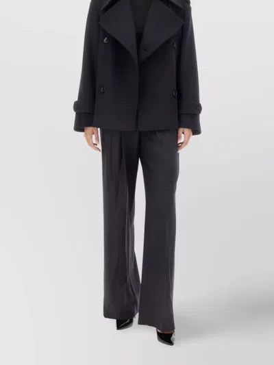 Max Mara Double Breasted Laveno Coat Epaulettes In Blue