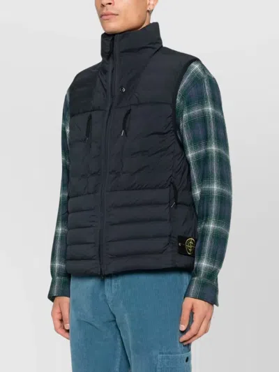 Stone Island Lightweight Sleeveless Padded Vest Pockets In Black