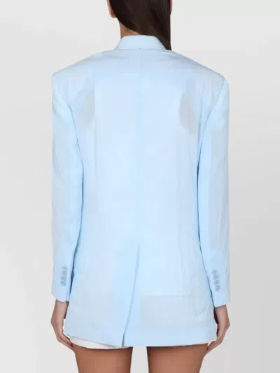 Max Mara Tailored Double-breasted Jacket Featuring Back Vent In Blue
