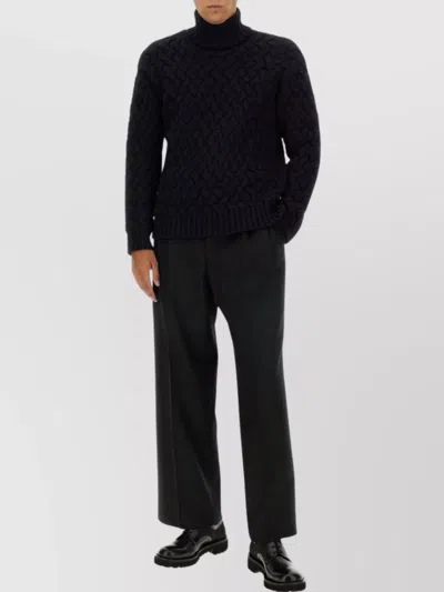Dries Van Noten Cable Knit Turtleneck Sweater For Everyday Wear In Black