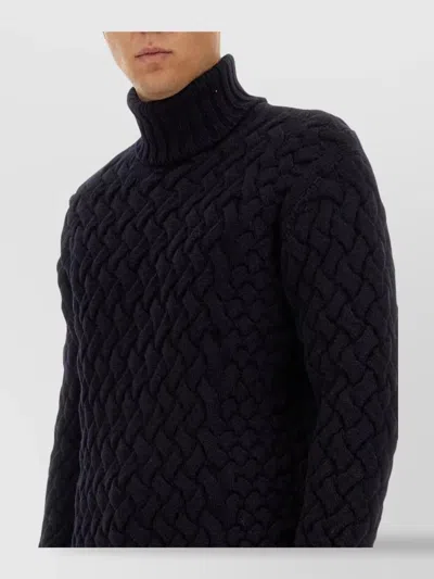 Dries Van Noten Cable Knit Turtleneck Sweater For Everyday Wear In Black