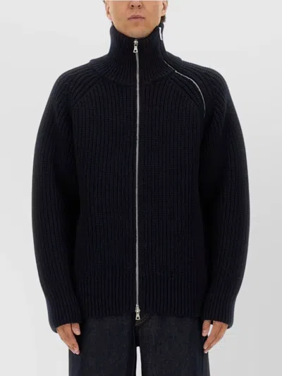 Dries Van Noten Wool Sweater With High Collar And Zipper In Black