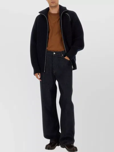 Dries Van Noten Wool Sweater With High Collar And Zipper In Black