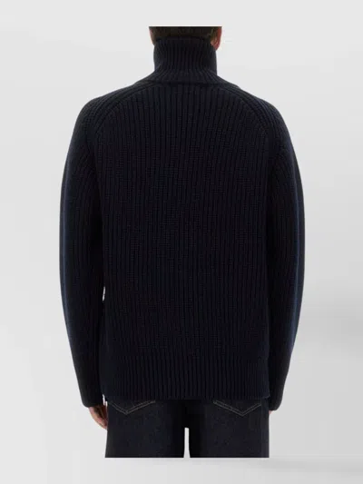 Dries Van Noten Wool Sweater With High Collar And Zipper In Black