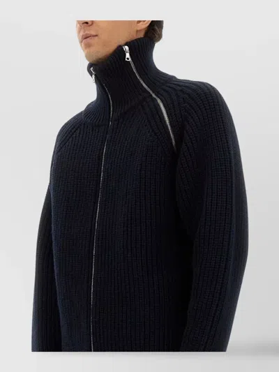Dries Van Noten Wool Sweater With High Collar And Zipper In Black