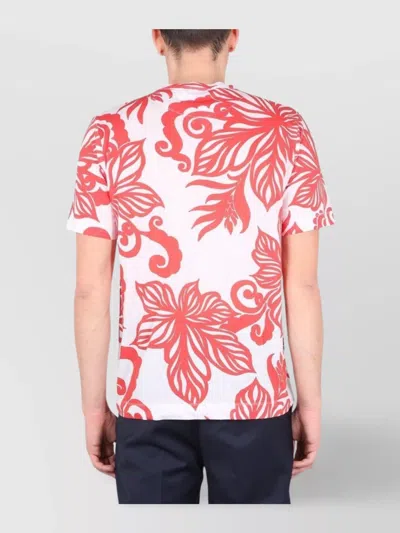 Dries Van Noten Floral Print Crew Neck Short Sleeve T-shirt In Red