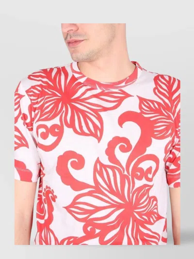 Dries Van Noten Floral Print Crew Neck Short Sleeve T-shirt In Red