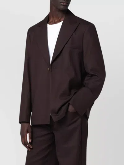 Séfr Seydou Mud-colored Jacket In Wool Blend Twill In Brown