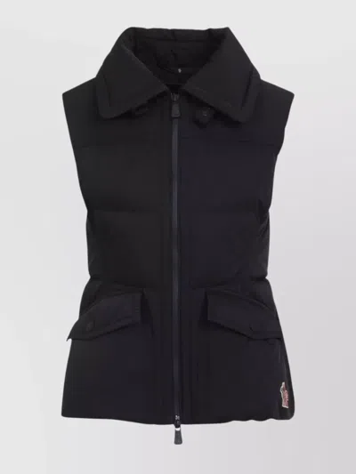 Moncler Padded High Collar Vest With Flap Pockets In Black