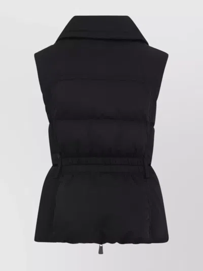 Moncler Padded High Collar Vest With Flap Pockets In Black